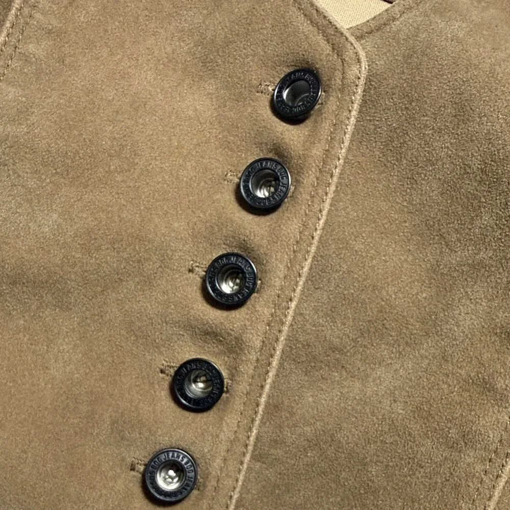 BDG Brown Suede Halter Crop Top with Button Front - Picture 3 of 6